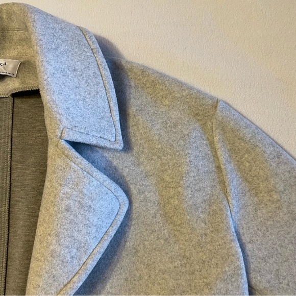 Zara Oversized Light Grey Coat Jacket Open Front - Picture 3 of 13